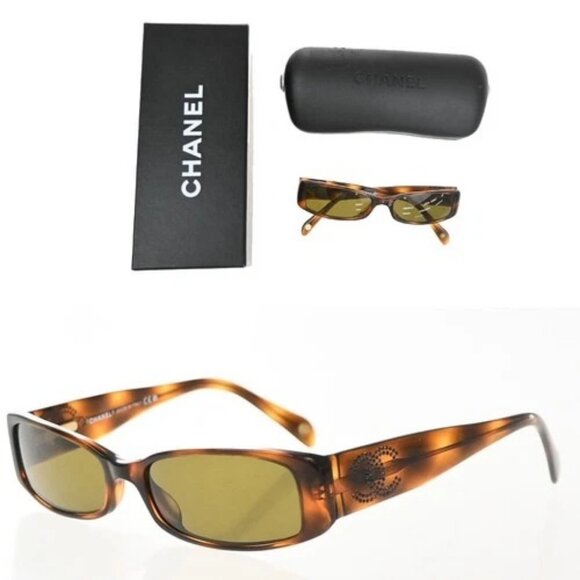 CHANEL Accessories - CHANEL CC Logo Sunglasses Eye Wear Plastic Brown GHW Italy 5104-B 63RF983